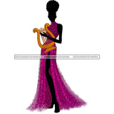 Black Silhouette Woman Playing Harp Instrument Afro Hair JPG PNG  Clipart Cricut Silhouette Cut Cutting