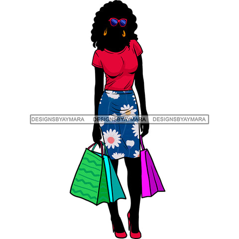 Black Silhouette Diva Woman Shopping Flowered Skirt  JPG PNG  Clipart Cricut Silhouette Cut Cutting