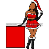 Santa's Helper Black Woman No Face Sign Santa Claus JPG PNG  Clipart Cricut Silhouette Cut Cutting
