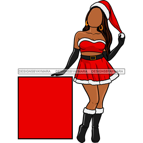 Santa's Helper Black Woman No Face Sign Santa Claus JPG PNG  Clipart Cricut Silhouette Cut Cutting