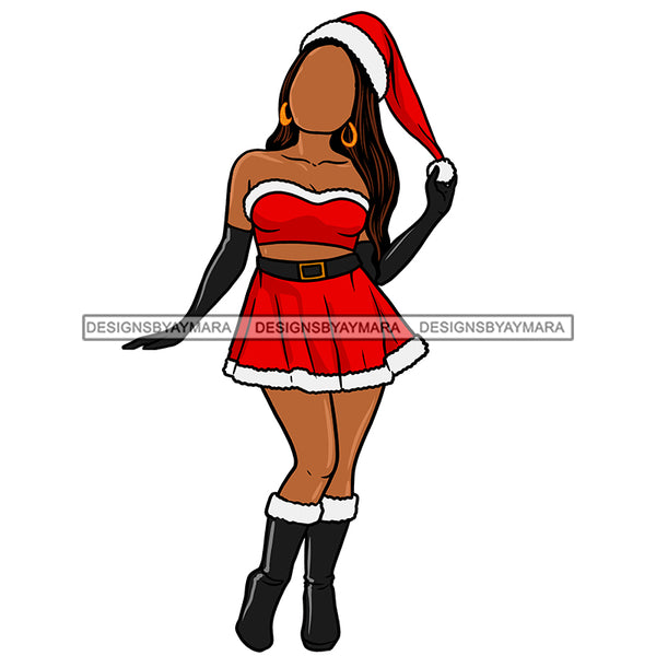 Santa's Helper Black Woman No Face  Santa Claus JPG PNG  Clipart Cricut Silhouette Cut Cutting