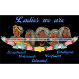 Five Afro Mature Women Ladies We Are Educated Life Quotes Sistas Melanin Nubian Dark Background SVG JPG PNG Vector Clipart Cricut Silhouette Cut Cutting