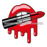 Red Lips Dripping Lipstick Lip Gloss Sexy Make Up Glamour Paint Blood SVG Cutting Layered Files