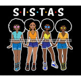 Sista's With Afro In Shorts JPG PNG  Clipart Cricut Silhouette Cut Cutting