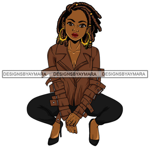 Afro Beautiful Lola Squatting Position Black Woman Nubian Queen Melanin Popping  SVG Cutting Files For Silhouette Cricut and More