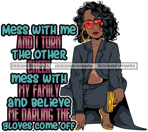 Afro Lola Gangster Lady Caring Gun Don't Mess With My Family Life Quotes .SVG Cutting Files For Silhouette Cricut and More!