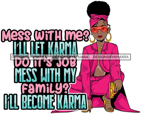 Afro Lola Gangster Lady Caring Gun Don't Mess With My Family Life Quotes .SVG Cutting Files For Silhouette Cricut and More!