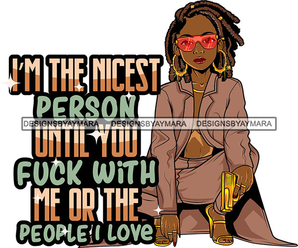 Afro Lola Gangster Lady Caring Gun Don't Mess With My Family Life Quotes .SVG Cutting Files For Silhouette Cricut and More!