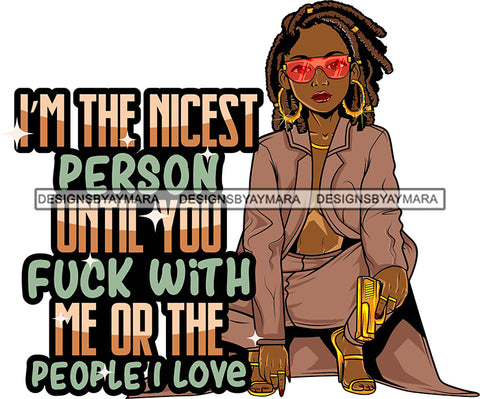 Afro Lola Gangster Lady Caring Gun Don't Mess With My Family Life Quotes .SVG Cutting Files For Silhouette Cricut and More!