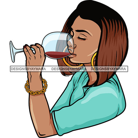 Afro Lola Drinking Wine Life Relax Chilling SVG Cutting Files For Silhouette Cricut and More! Amazing Graphics!