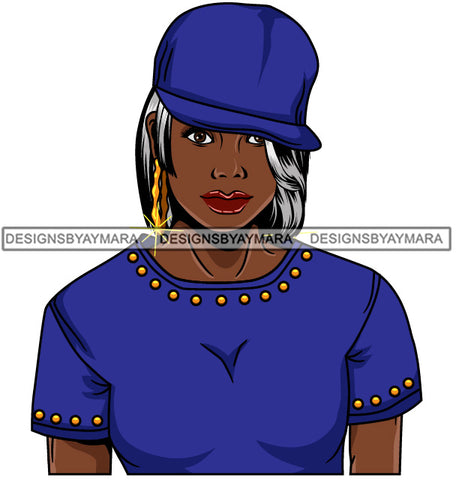 Afro Lola Gangster Woman Cap Bamboo Earrings Straight Hair Style SVG Cutting Files For Silhouette  Cricut