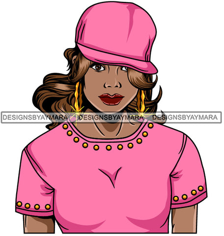 Afro Lola Gangster Woman Cap Bamboo Earrings Wavy Long Hair Style SVG Cutting Files For Silhouette  Cricut
