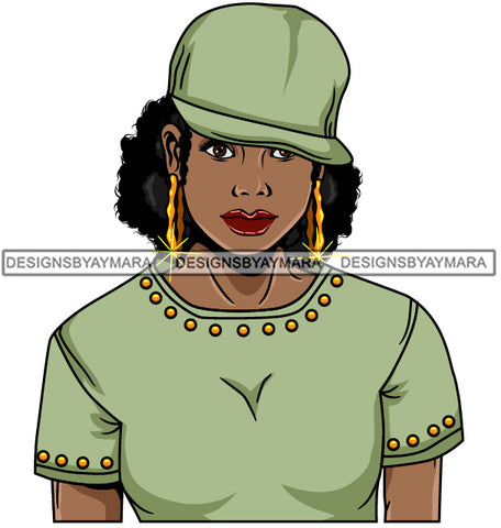 Afro Lola Gangster Woman Cap Bamboo Earrings Curly Hair Style SVG Cutting Files For Silhouette  Cricut