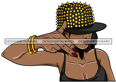 Afro Lola Urban Girl Gangster Woman Nails Bamboo Earrings Bracelets Spike Cap SVG Cutting Files For Silhouette Cricut