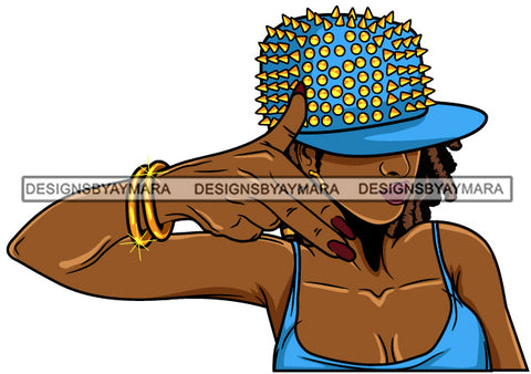 Afro Lola Urban Girl Gangster Woman Nails Bamboo Earrings Bracelets Spike Cap SVG Cutting Files For Silhouette Cricut