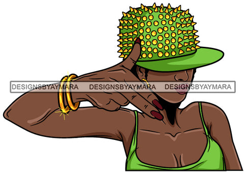 Afro Lola Urban Girl Gangster Woman Nails Bamboo Earrings Bracelets Spike Cap SVG Cutting Files For Silhouette Cricut