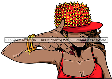Afro Lola Urban Girl Gangster Woman Nails Bamboo Earrings Bracelets Spike Cap SVG Cutting Files For Silhouette Cricut