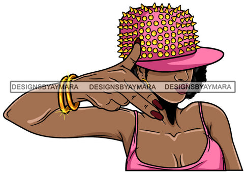 Afro Lola Urban Girl Gangster Woman Nails Bamboo Earrings Bracelets Spike Cap SVG Cutting Files For Silhouette Cricut