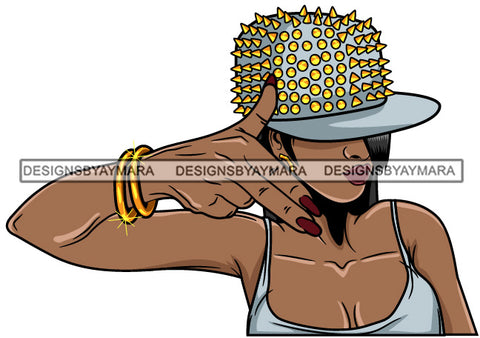 Afro Lola Urban Girl Gangster Woman Nails Bamboo Earrings Bracelets Spike Cap SVG Cutting Files For Silhouette Cricut