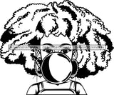 Black Lola Blowing Gum Hoop Earrings Portrait Woman Playful Casual Afro Hair Style B/W SVG Cutting Files For Silhouette  Cricut