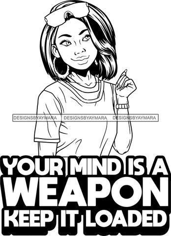 Afro Lola Hustle Black Woman Sassy Life Quotes Hoop Earrings B/W Wavy Shoulder Length Hair Style SVG Cutting Files For Silhouette  Cricut