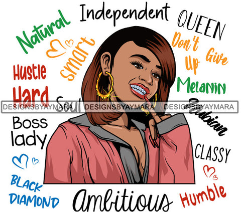 Afro Lola Diamond Teeth Hustle Goddess Life Quotes Urban Girl Pretty Woman .SVG Cutting Files For Silhouette Cricut and More!