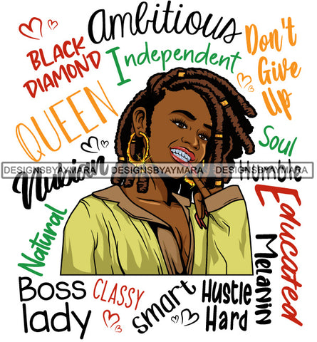 Afro Lola Diamond Teeth Hustle Goddess Life Quotes Urban Girl Pretty Woman .SVG Cutting Files For Silhouette Cricut and More!