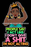 Lola Queen Hustle Lady Holding Crown Bamboo Jewelry I Don't Give a S Life Quotes Short Hair Style SVG Cutting Files For Silhouette Cricut