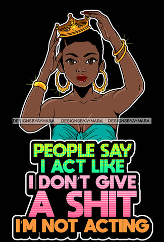 Lola Queen Hustle Lady Holding Crown Bamboo Jewelry I Don't Give a S Life Quotes Short Hair Style SVG Cutting Files For Silhouette Cricut