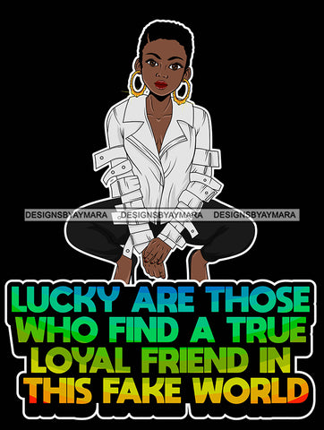 Afro Lola Hustle Lucky Find True Loyal Friend Bamboo Jewelry Life Quotes Short Hair Style SVG Cutting Files For Silhouette Cricut
