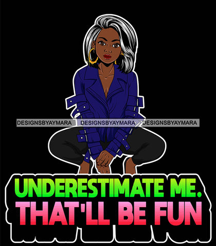 Afro Lola Queen Hustle Underestimate  Me Bamboo Jewelry Life Quotes  Straight Hair Style SVG Cutting Files For Silhouette Cricut