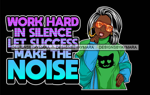Afro Lola Queen Hustle Work Hard Silence Success Sunglasses Bamboo Jewelry Life Quotes Lollipop Straight Hair Style SVG Cutting Files For Silhouette Cricut