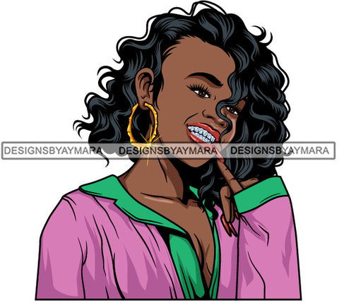 Afro Lola Diamond Teeth Hustle Goddess Urban Girl Pretty Woman .SVG Cutting Files For Silhouette Cricut and More!