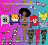 Bundle Afro Lola Woman Kit Be Creative Templates Kits Create Designs Fun Project Hipster Girl Fashion Cool Outfits Boss Lady Black Woman Nubian Melanin Popping SVG Cutting Files For Silhouette Cricut and More