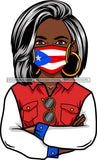 Afro Lola Wearing Face Mask Flags Puerto Rico Country Proud Roots Virus SVG Cutting Files For Silhouette Cricut and More!
