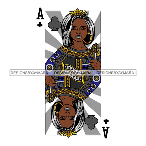 Afro Queen Lola Ace Casino Design Blackjack Poker Gambling Crown Royal SVG Cutting Files For Silhouette Cricut and More!