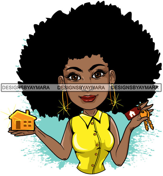 Bundle 20 Afro Lola Realtor Real State Broker House For Sale Rent Sold Melanin Afro Woman Layered Designs SVG JPG PNG Layered Cutting Files For Silhouette Cricut and More