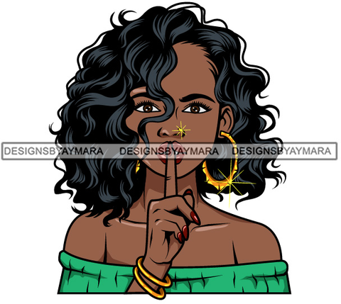 Afro Lola Don't Say Nothing Beautiful Face Model Beauty Trendy Girl Glamour Vogue .SVG Clipart Vector Cutting Files For Silhouette Cricut and More!