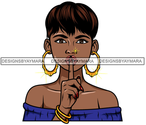 Afro Lola Don't Say Nothing Beautiful Face Model Beauty Trendy Girl Glamour Vogue .SVG Clipart Vector Cutting Files For Silhouette Cricut and More!