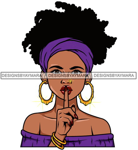 Afro Lola Don't Say Nothing Beautiful Face Model Beauty Trendy Girl Glamour Vogue .SVG Clipart Vector Cutting Files For Silhouette Cricut and More!