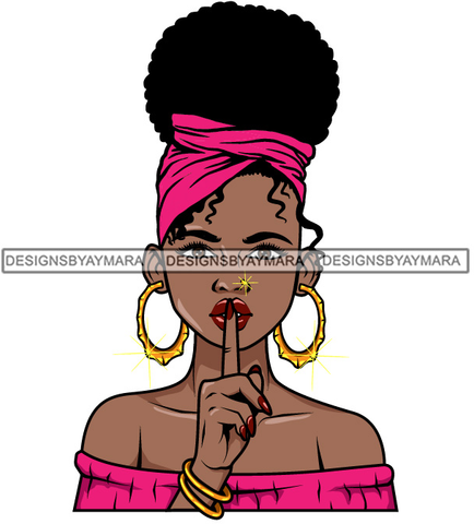 Afro Lola Don't Say Nothing Beautiful Face Model Beauty Trendy Girl Glamour Vogue .SVG Clipart Vector Cutting Files For Silhouette Cricut and More!