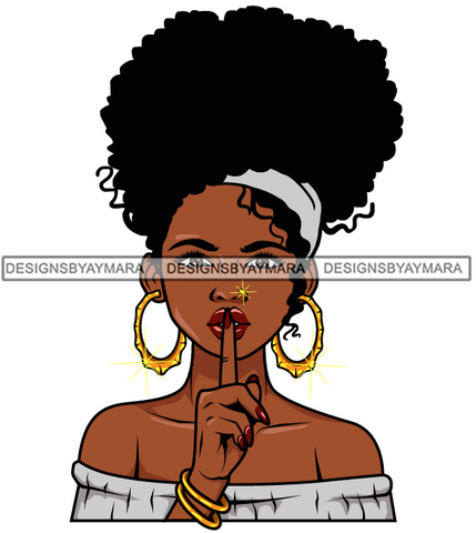 Afro Lola Don't Say Nothing Beautiful Face Model Beauty Trendy Girl Glamour Vogue .SVG Clipart Vector Cutting Files For Silhouette Cricut and More!