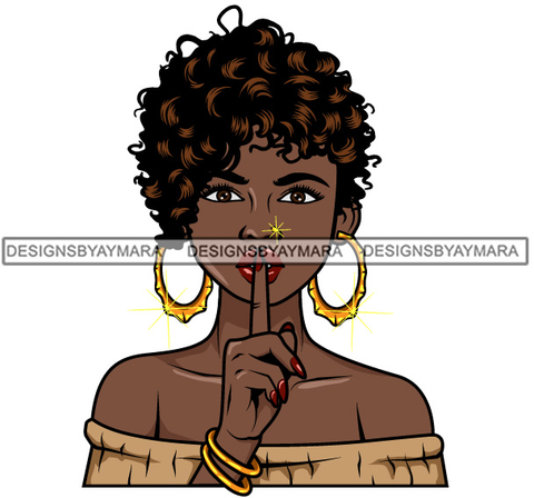 Afro Lola Don't Say Nothing Beautiful Face Model Beauty Trendy Girl Glamour Vogue .SVG Clipart Vector Cutting Files For Silhouette Cricut and More!