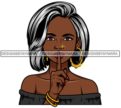 Afro Lola Don't Say Nothing Beautiful Face Model Beauty Trendy Girl Glamour Vogue .SVG Clipart Vector Cutting Files For Silhouette Cricut and More!