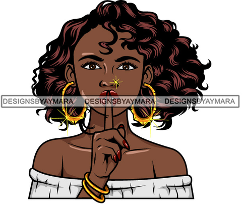 Afro Lola Don't Say Nothing Beautiful Face Model Beauty Trendy Girl Glamour Vogue .SVG Clipart Vector Cutting Files For Silhouette Cricut and More!