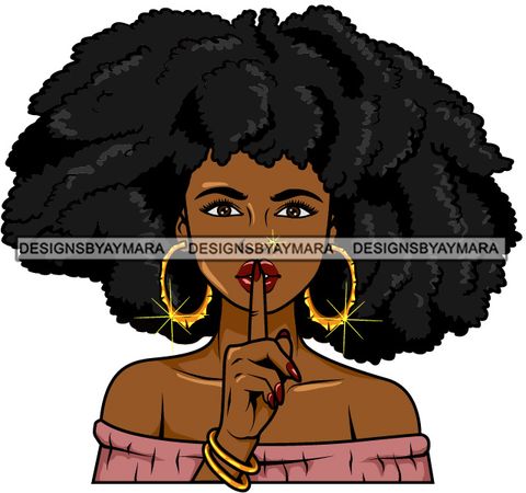 Afro Lola Don't Say Nothing Beautiful Face Model Beauty Trendy Girl Glamour Vogue .SVG Clipart Vector Cutting Files For Silhouette Cricut and More!