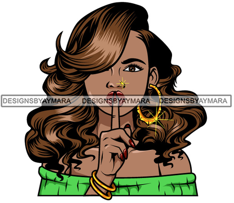 Afro Lola Don't Say Nothing Beautiful Face Model Beauty Trendy Girl Glamour Vogue .SVG Clipart Vector Cutting Files For Silhouette Cricut and More!