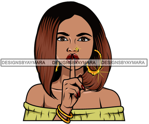 Afro Lola Don't Say Nothing Beautiful Face Model Beauty Trendy Girl Glamour Vogue .SVG Clipart Vector Cutting Files For Silhouette Cricut and More!