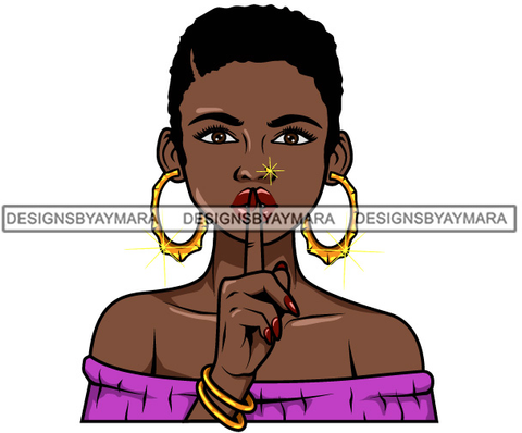 Afro Lola Don't Say Nothing Beautiful Face Model Beauty Trendy Girl Glamour Vogue .SVG Clipart Vector Cutting Files For Silhouette Cricut and More!