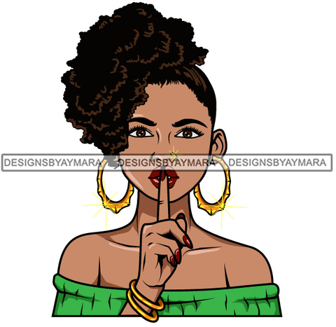 Afro Lola Don't Say Nothing Beautiful Face Model Beauty Trendy Girl Glamour Vogue .SVG Clipart Vector Cutting Files For Silhouette Cricut and More!